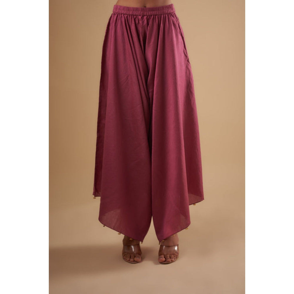 Leela by A Plum Short Kurta with Flared Palazzo and Waist Bag