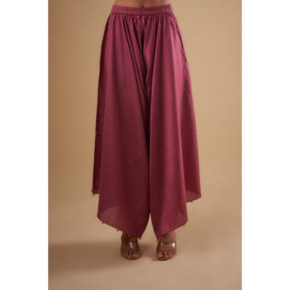 Leela by A Plum Short Kurta with Flared Palazzo and Waist Bag