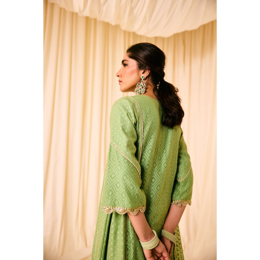 Leela by A Green A Line Kurta With Tulip Pant And Heavy Dupatta