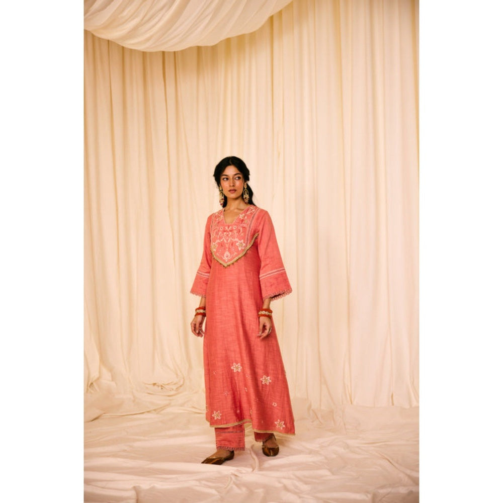 Leela by A Peach A Line Kurta With Pant And Dupatta