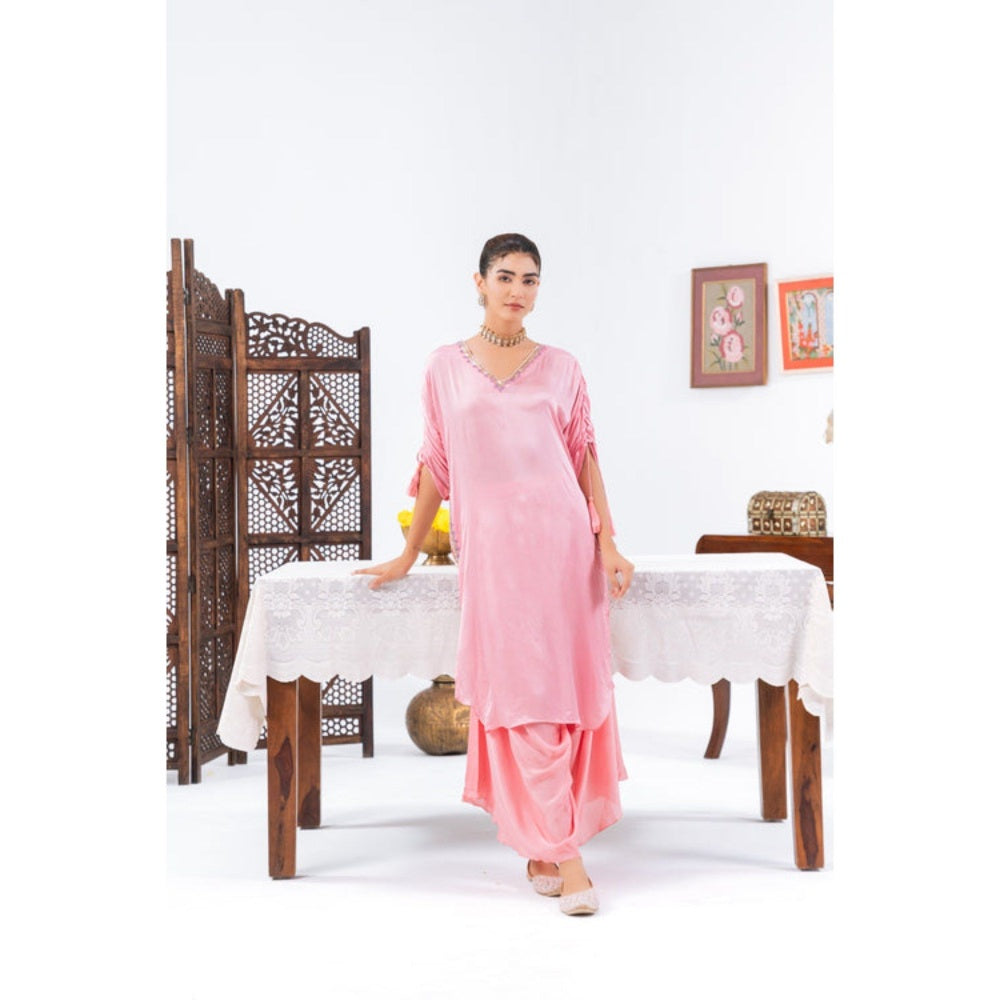 Leela by A Pink Cinched Sleeves Kurta With Haram Pants