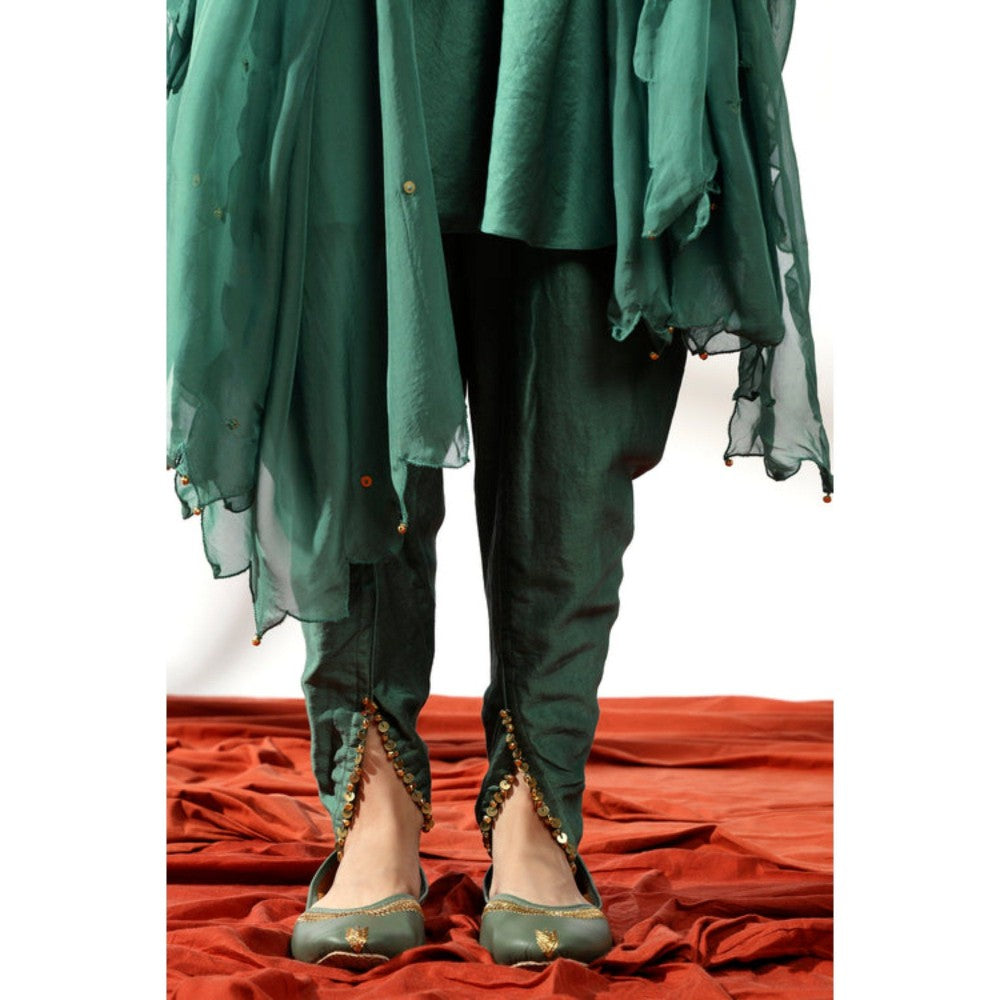 Leela by A Sage Green Flare Kurta With Dhoti Pant And Dupatta