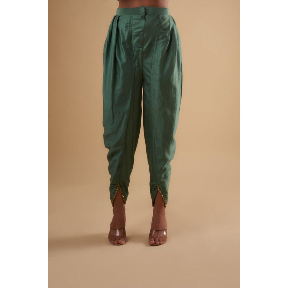 Leela by A Sage Green Flare Kurta With Dhoti Pant And Dupatta