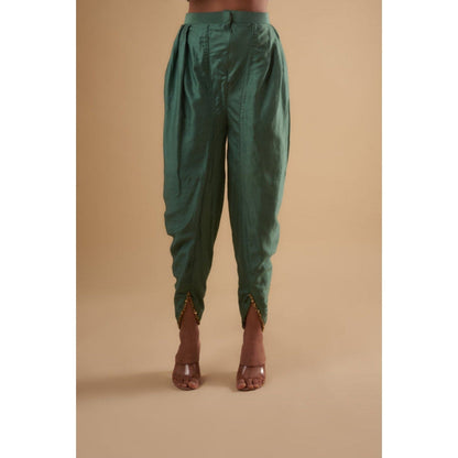 Leela by A Sage Green Flare Kurta With Dhoti Pant And Dupatta