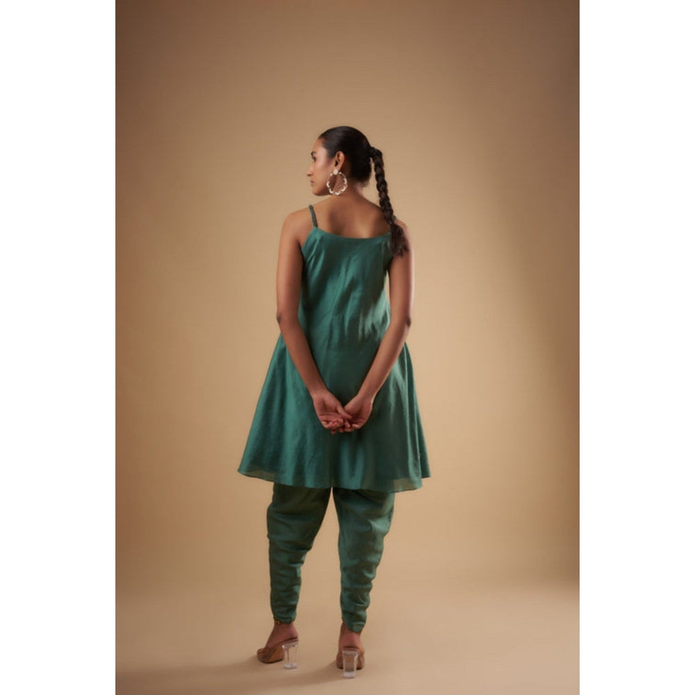 Leela by A Sage Green Flare Kurta With Dhoti Pant And Dupatta