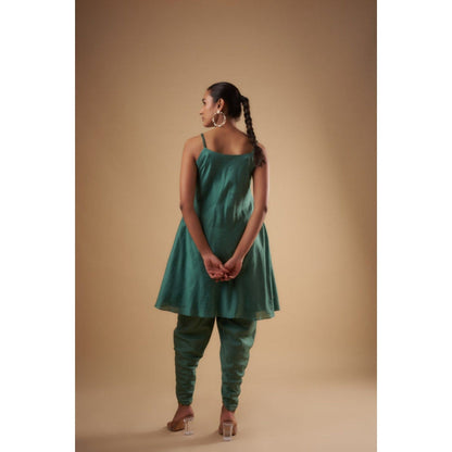Leela by A Sage Green Flare Kurta With Dhoti Pant And Dupatta