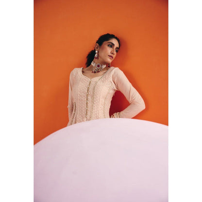 Leela by A Beige Straight Anarkali Kurta With Pant And Dupatta