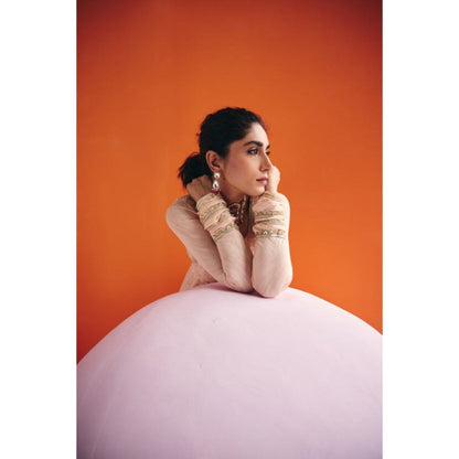 Leela by A Beige Straight Anarkali Kurta With Pant And Dupatta