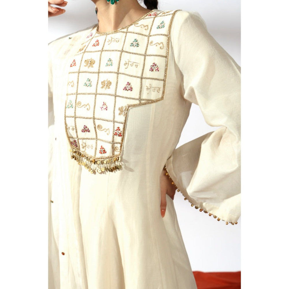 Leela by A Ivory Anarkali Kurta With Palazzo And Dupatta