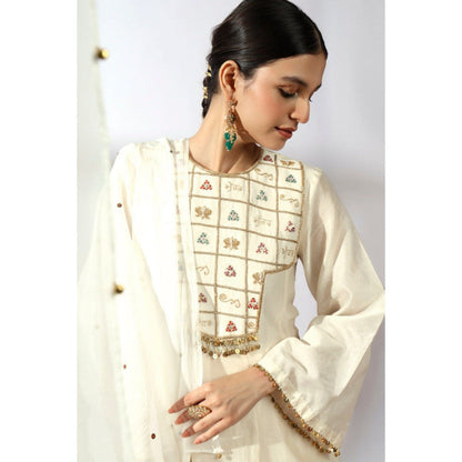 Leela by A Ivory Anarkali Kurta With Palazzo And Dupatta