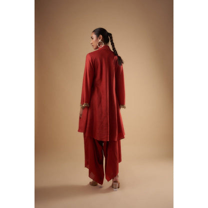 Leela by A Crimson High Neck Kurta And Pant