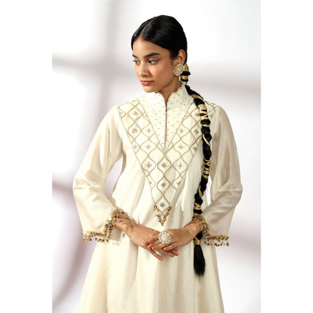 Leela by A Ivory Flare Kurta With Palazzo