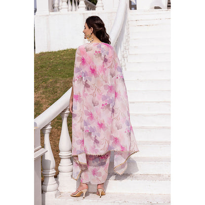 MABISH LUXE Pink Blushing Orchid Blouse with Skirt and Cape (Set of 3)