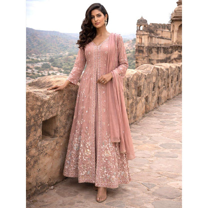 MABISH LUXE Front Open Jacket Style Anarkali with Pant and Dupatta