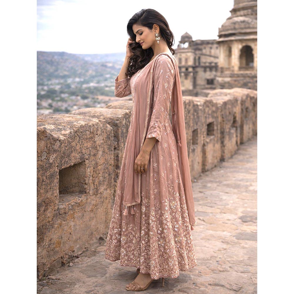 MABISH LUXE Front Open Jacket Style Anarkali with Pant and Dupatta