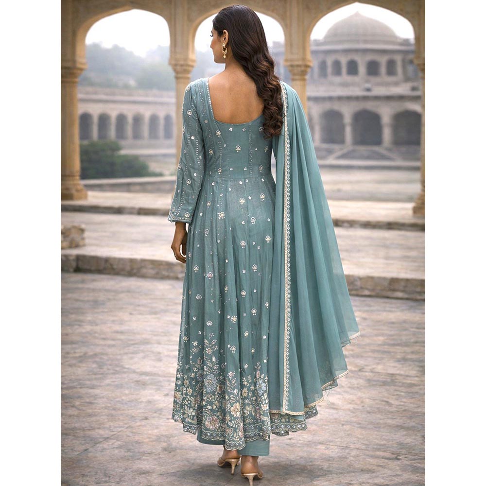 MABISH LUXE Front Open Jacket Style Anarkali with Pant and Dupatta