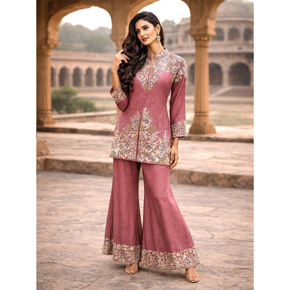MABISH LUXE Embroidered Dusty Pink Co-Ord Set