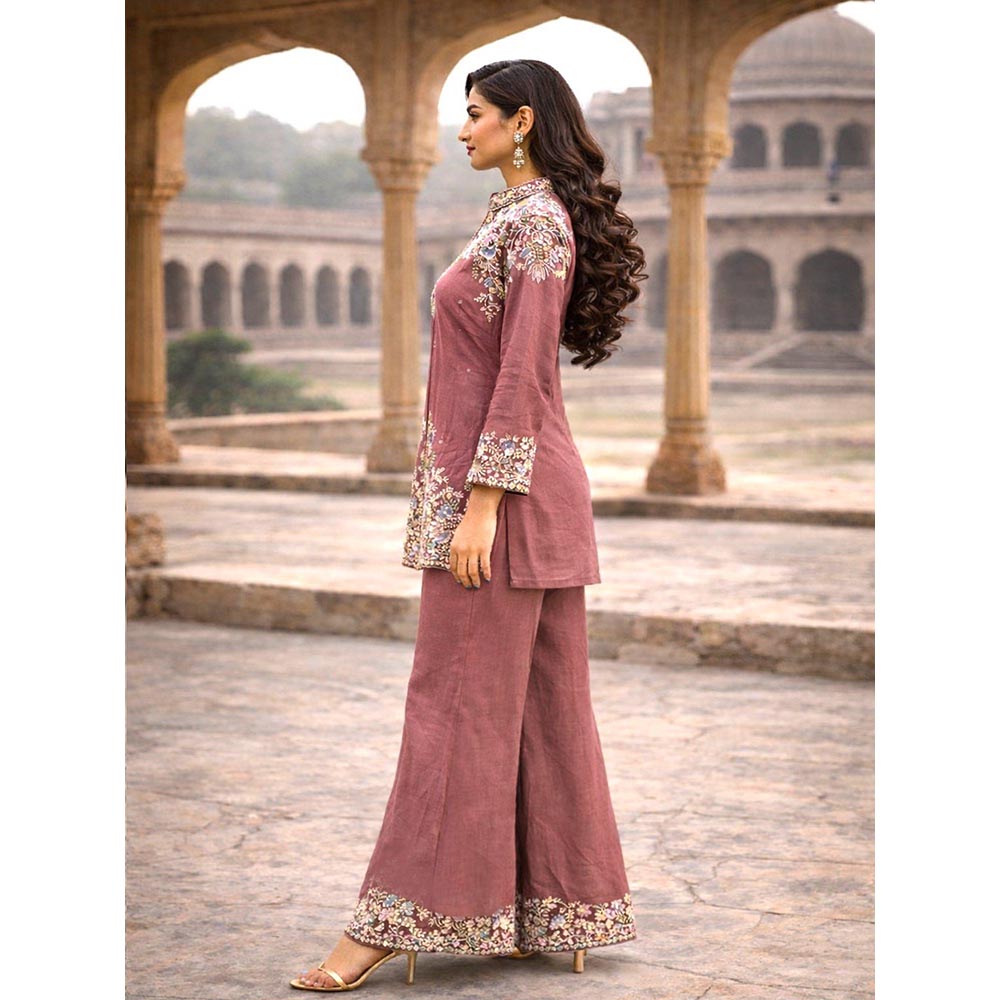 MABISH LUXE Embroidered Dusty Pink Co-Ord Set