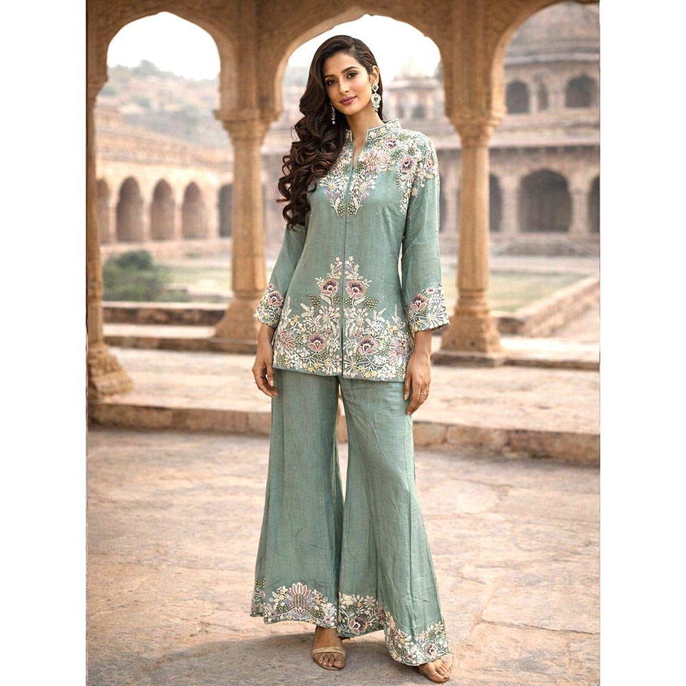 MABISH LUXE Embroidered Green Co-Ord Set
