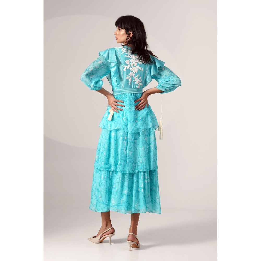 MADDER MUCH Blue Alicia Tiered Dress with Belt (Set of 2)