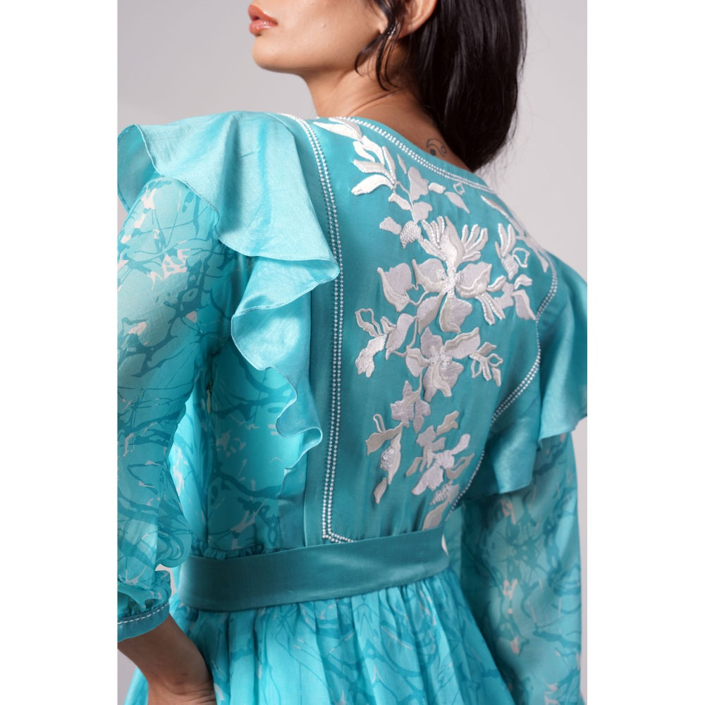 MADDER MUCH Blue Alicia Tiered Dress with Belt (Set of 2)