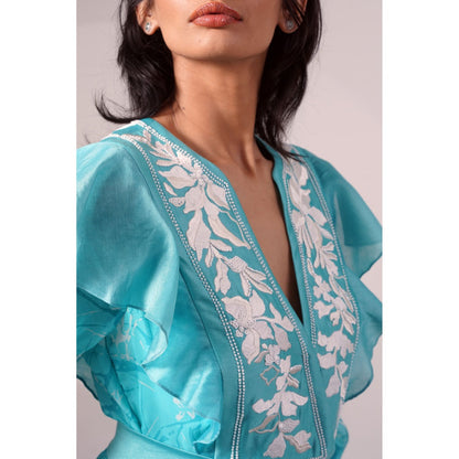 MADDER MUCH Blue Alicia Tiered Dress with Belt (Set of 2)