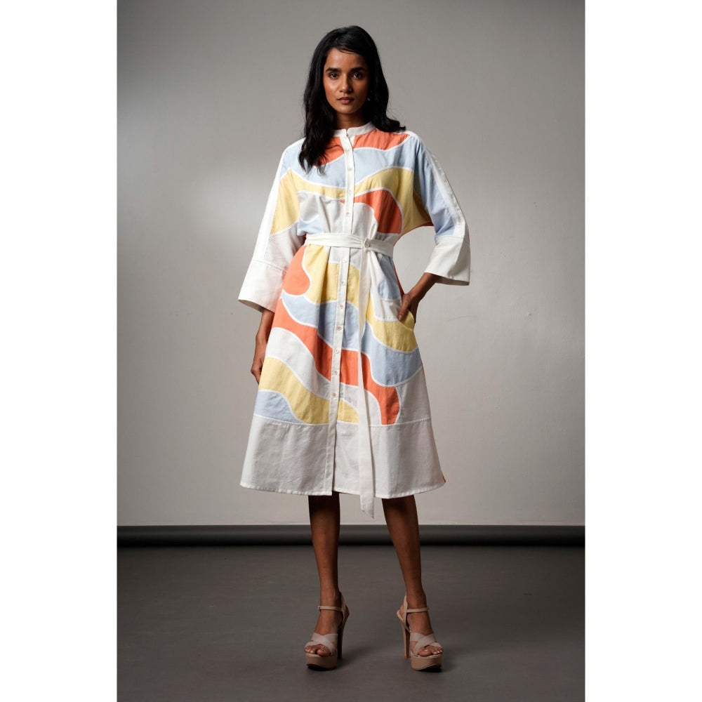 MADDER MUCH Morado Brushstroke Midi Dress with Belt (Set of 2)