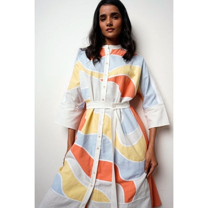 MADDER MUCH Morado Brushstroke Midi Dress with Belt (Set of 2)