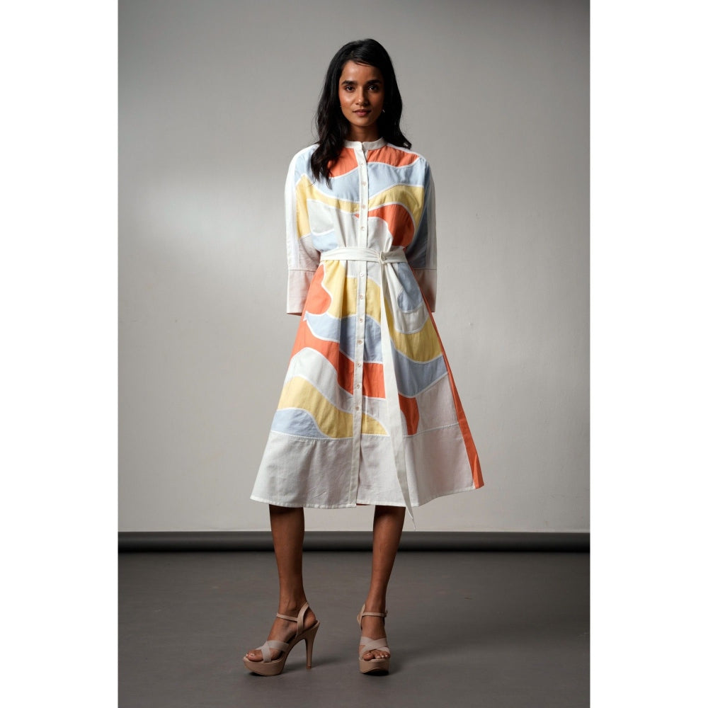 MADDER MUCH Morado Brushstroke Midi Dress with Belt (Set of 2)