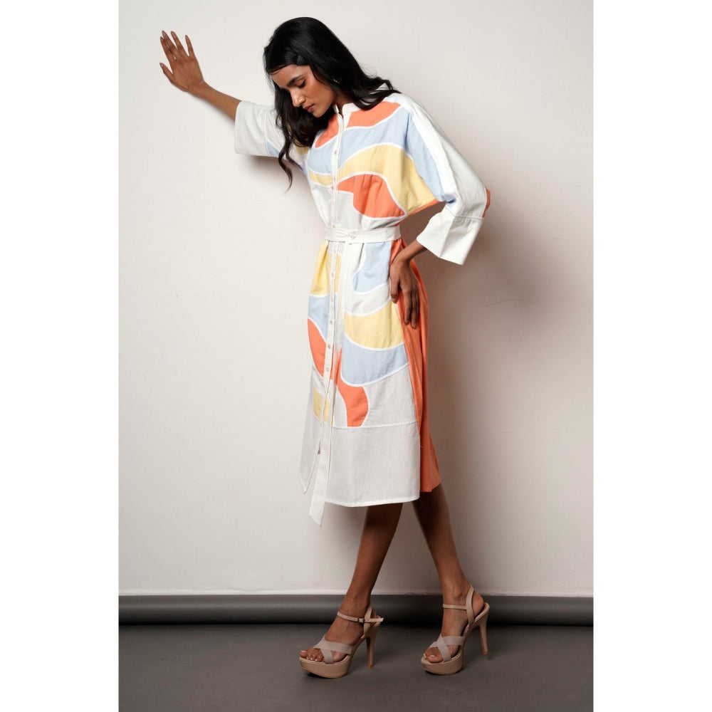 MADDER MUCH Morado Brushstroke Midi Dress with Belt (Set of 2)