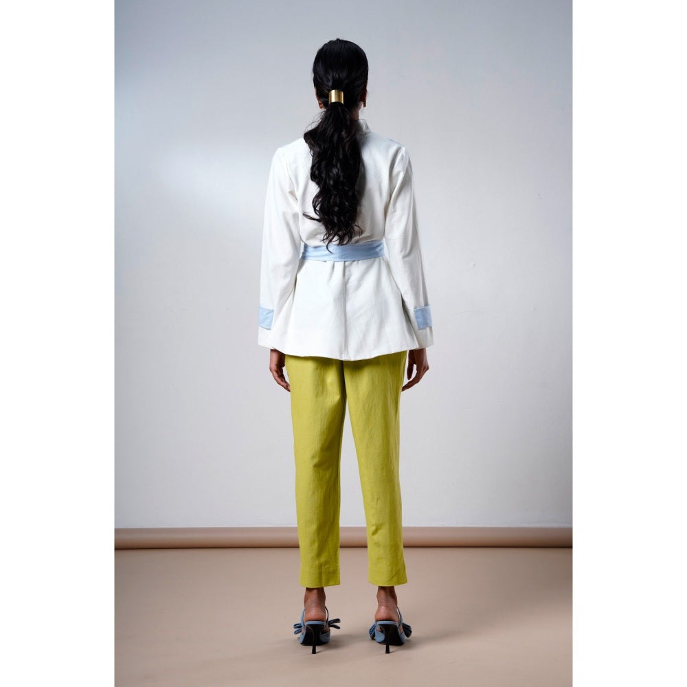 MADDER MUCH Taj Serene Ice Top with Olive Pant and Belt (Set of 3)