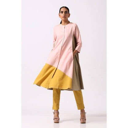 MADDER MUCH Women Multi-Color Cotton Colorblock Kurta with Pant