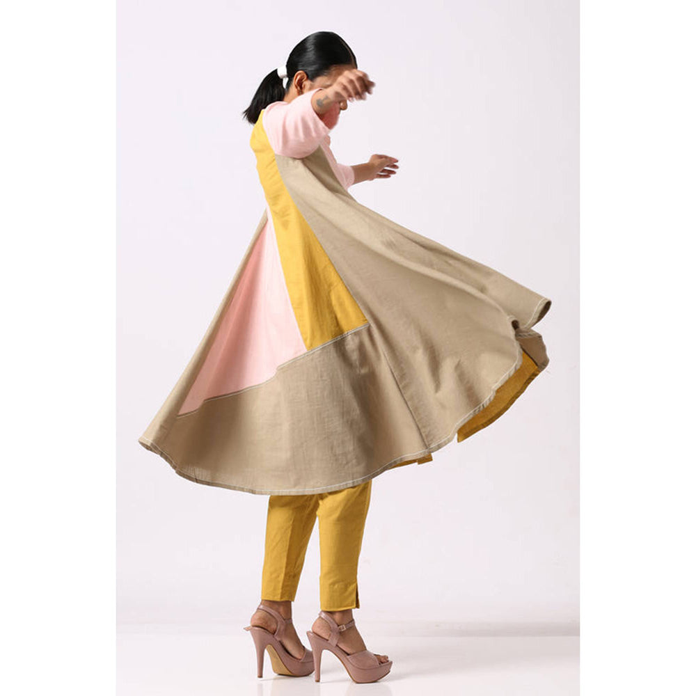 MADDER MUCH Women Multi-Color Cotton Colorblock Kurta with Pant