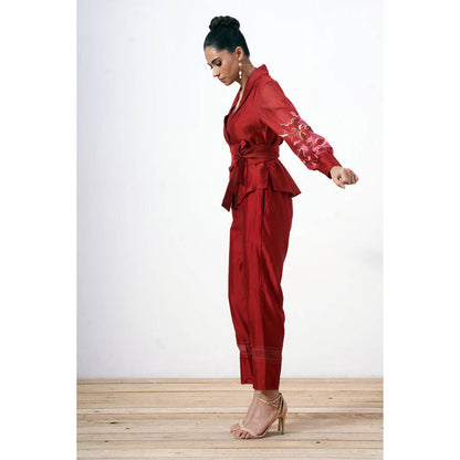 MADDER MUCH Grace - Sangria Wrap Top With Ankle Pants