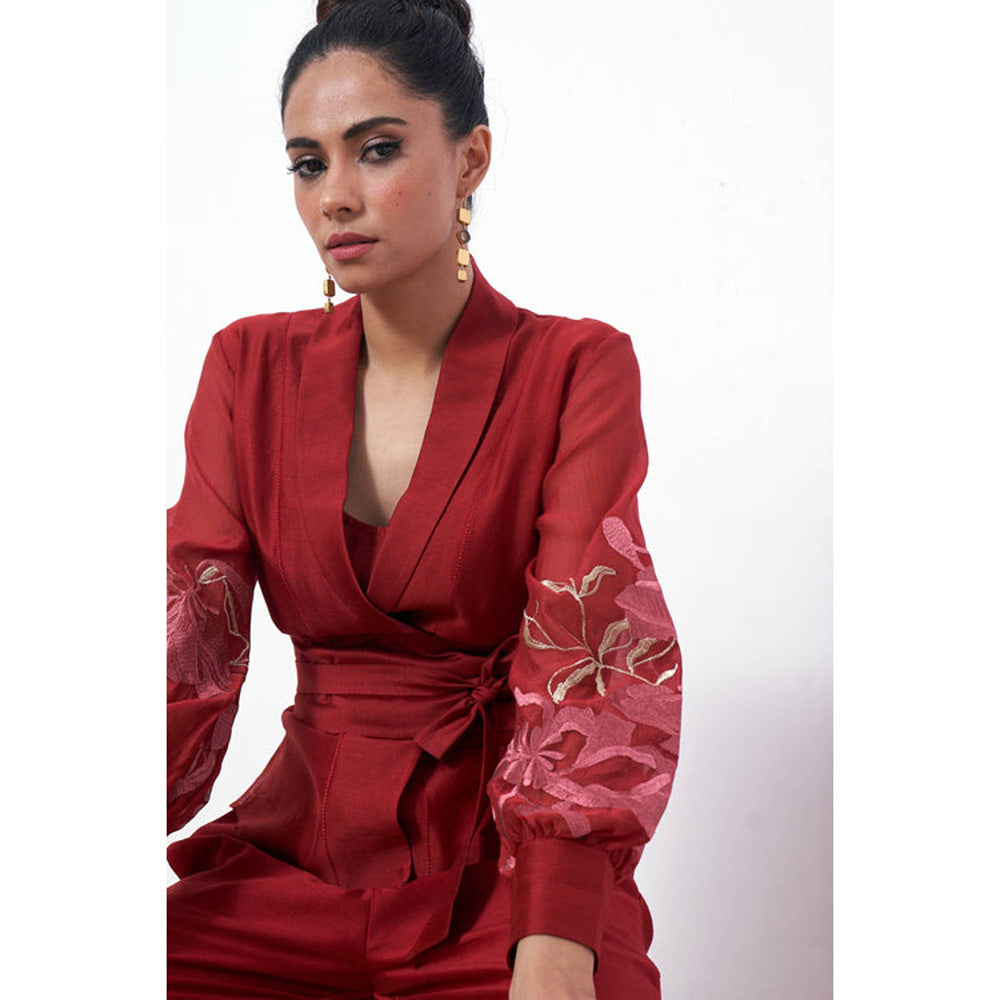 MADDER MUCH Grace - Sangria Wrap Top With Ankle Pants