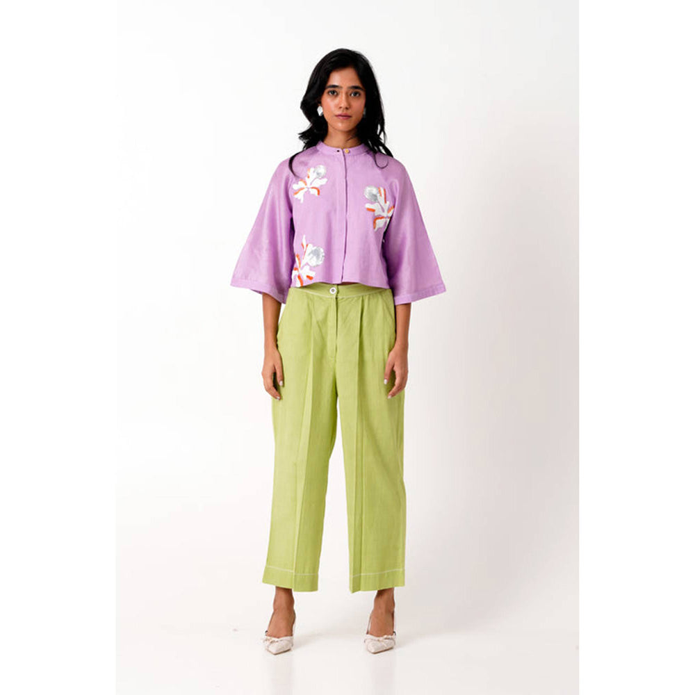 MADDER MUCH Lavender Zola - Raglan Sleeve Crop Shirt + Ankle Pants