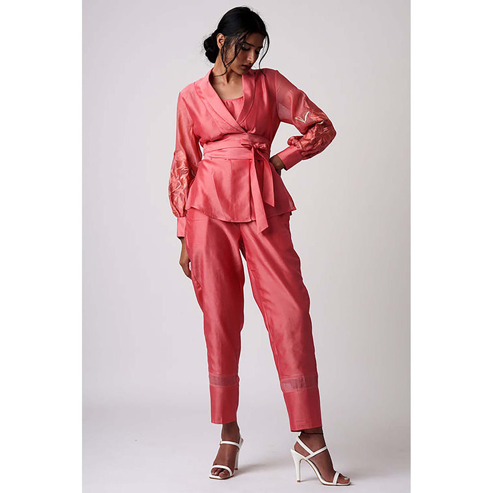 MADDER MUCH Grace - Coral Wrap Top With Ankle Pants