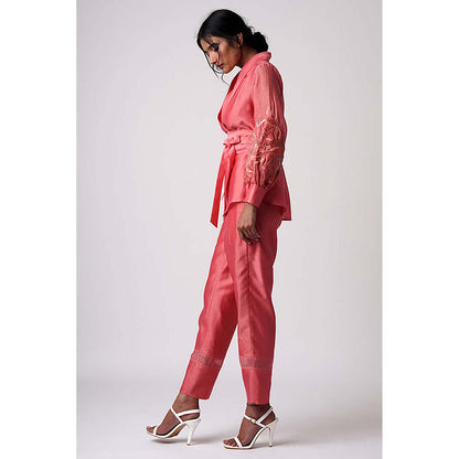 MADDER MUCH Grace - Coral Wrap Top With Ankle Pants