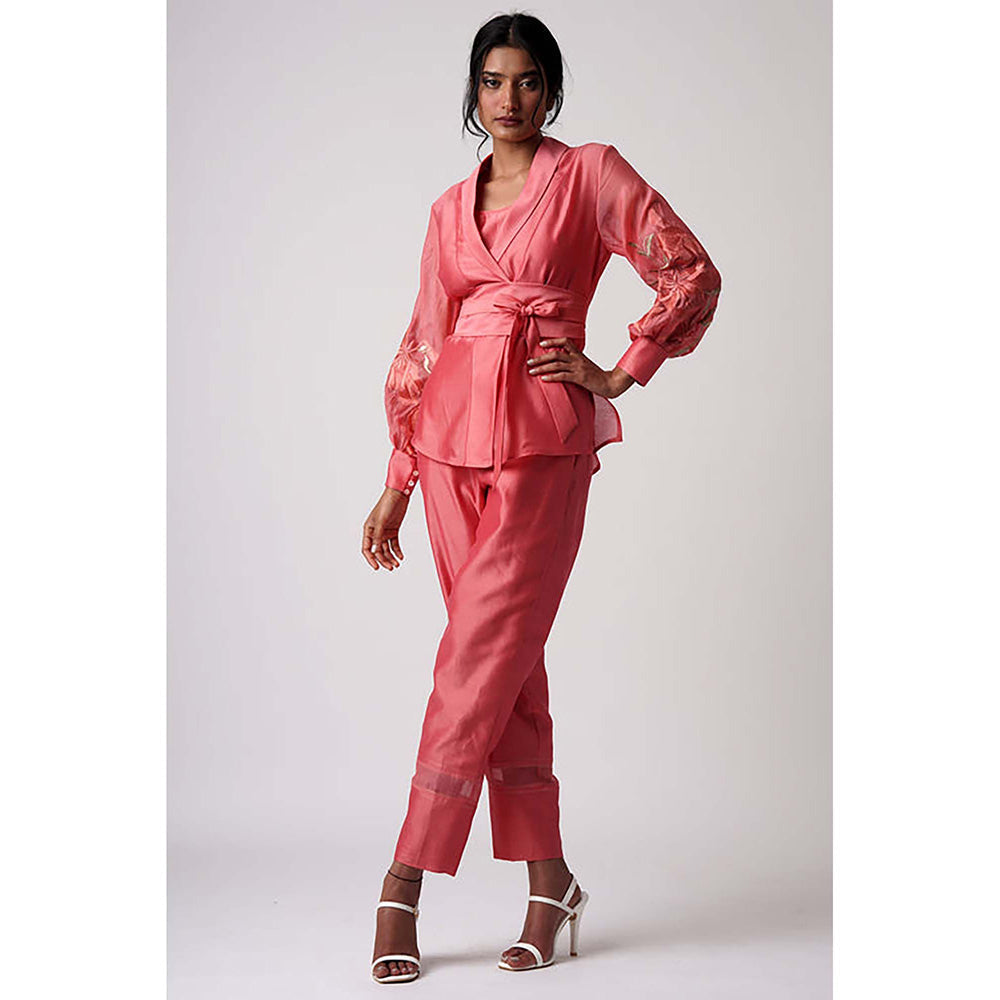 MADDER MUCH Grace - Coral Wrap Top With Ankle Pants