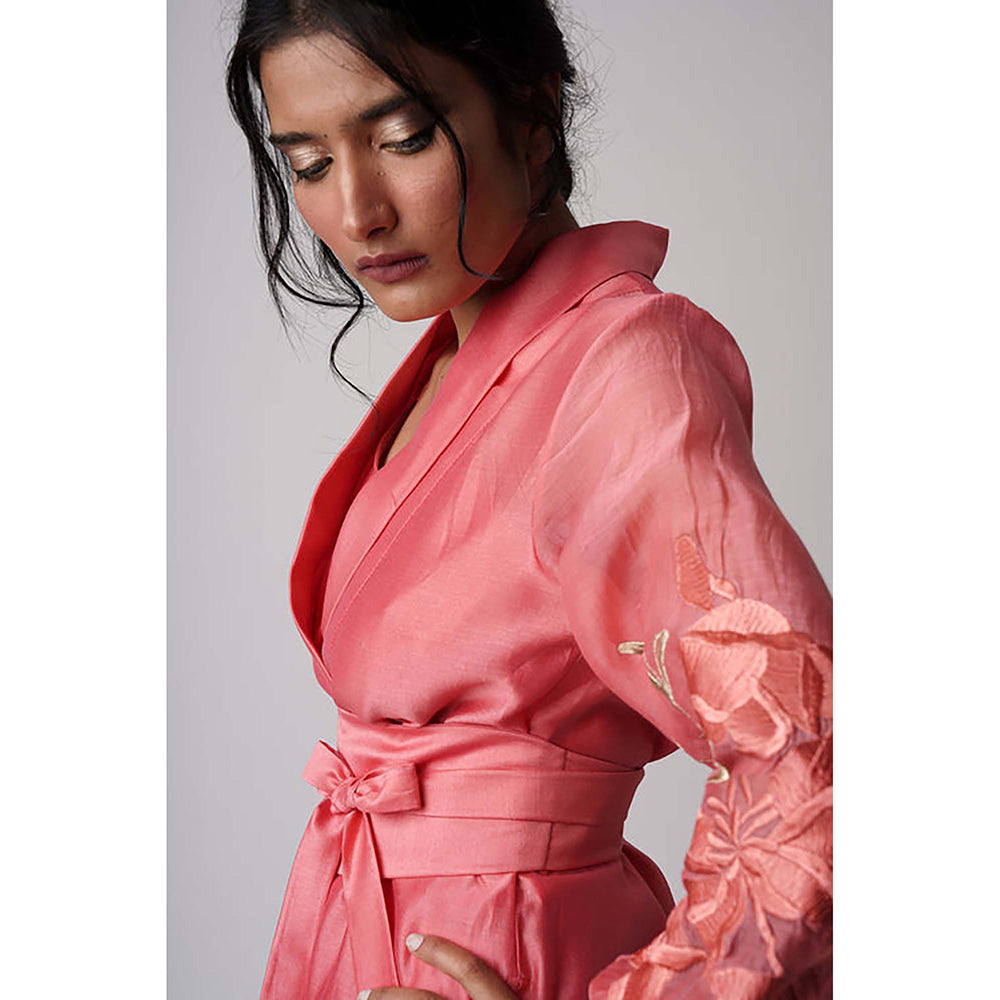 MADDER MUCH Grace - Coral Wrap Top With Ankle Pants