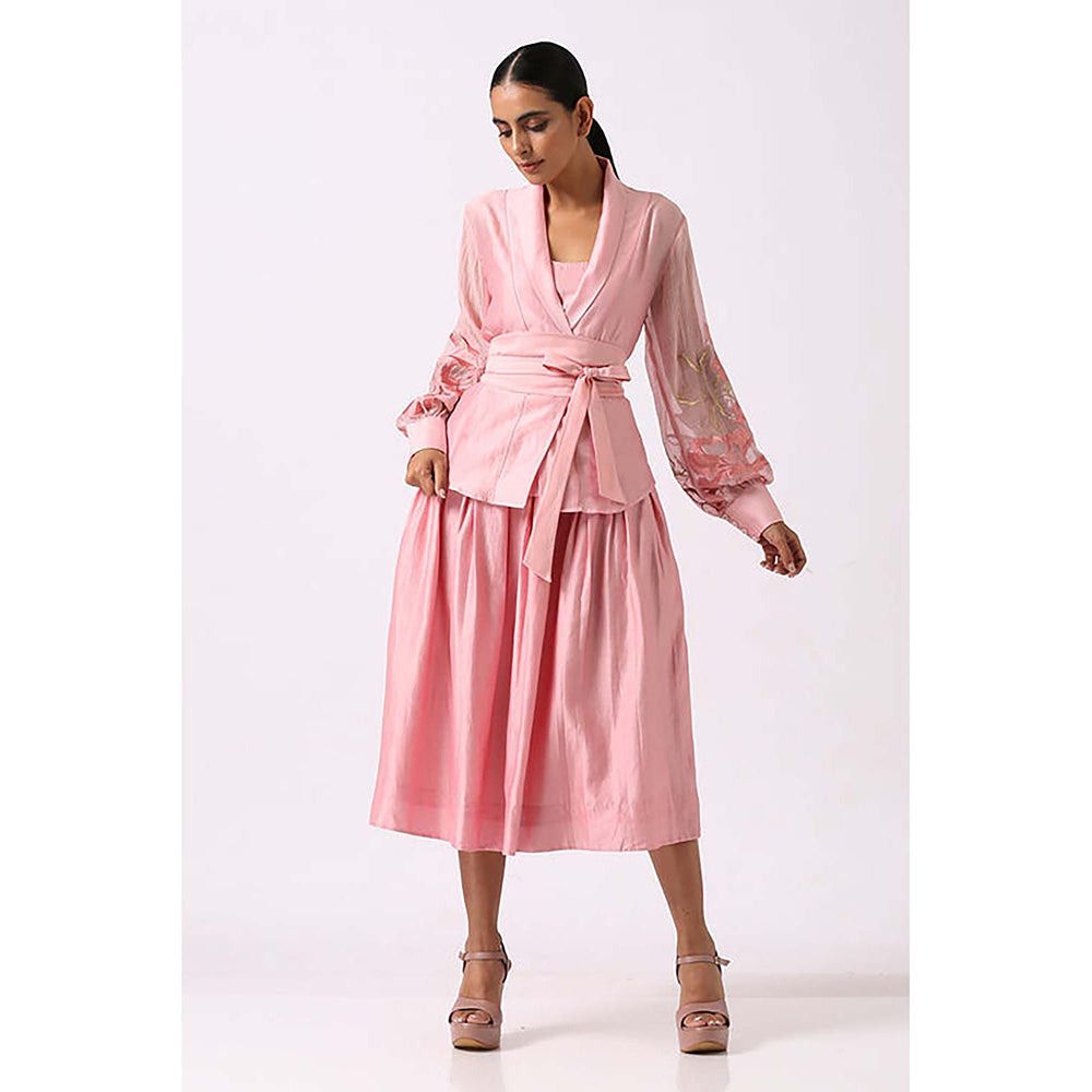 MADDER MUCH Bloome - Old Rose Pleated Midi Skirt With Wrap Top