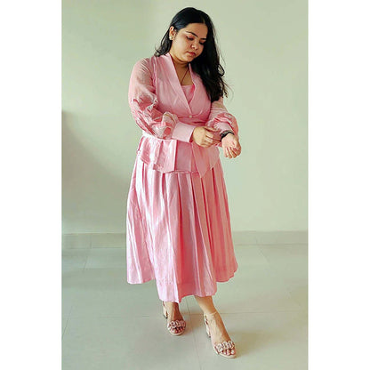 MADDER MUCH Bloome - Old Rose Pleated Midi Skirt With Wrap Top