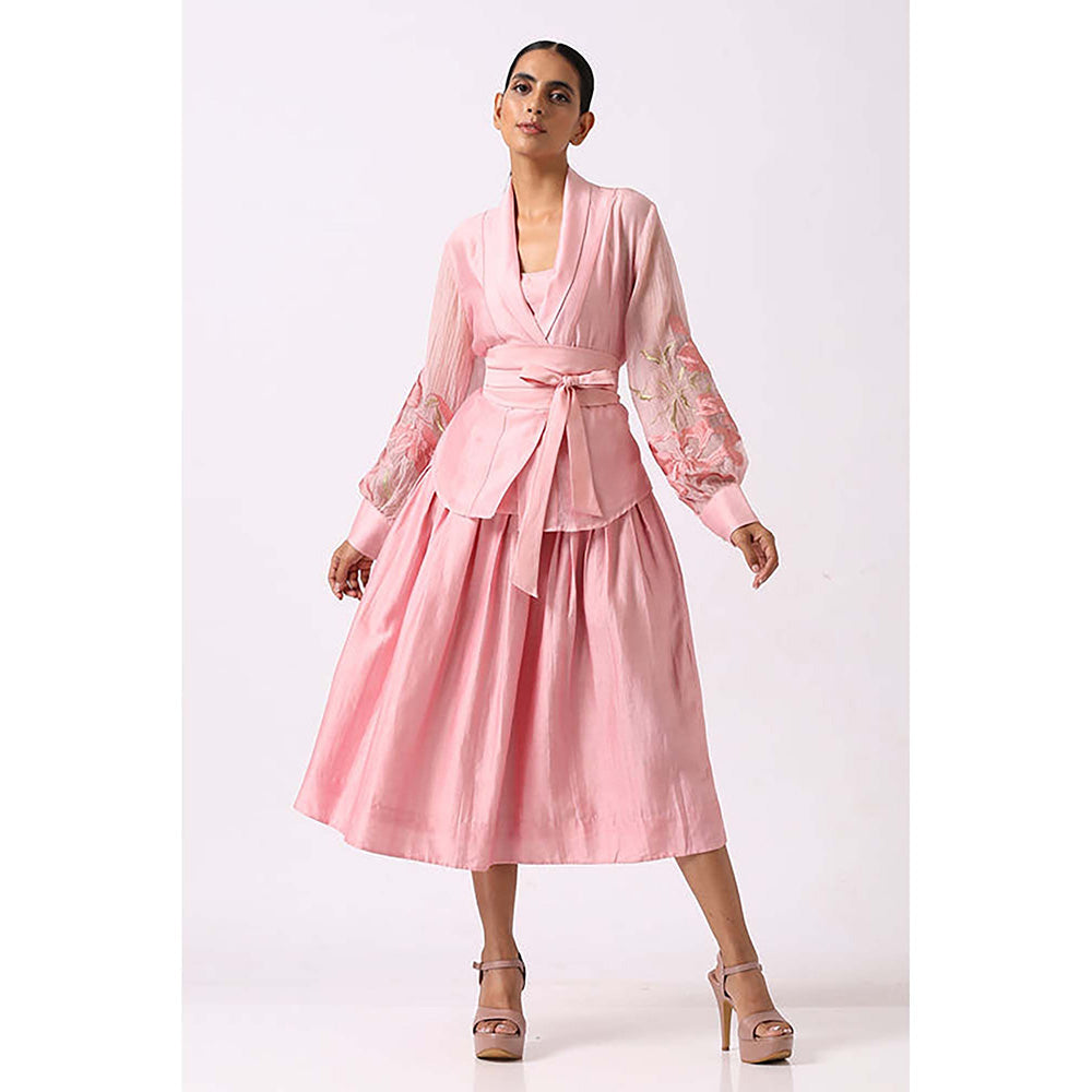 MADDER MUCH Bloome - Old Rose Pleated Midi Skirt With Wrap Top