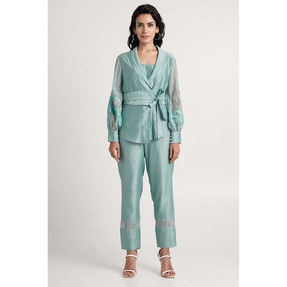 MADDER MUCH Grace - Aqua Wrap Top With Ankle Pants