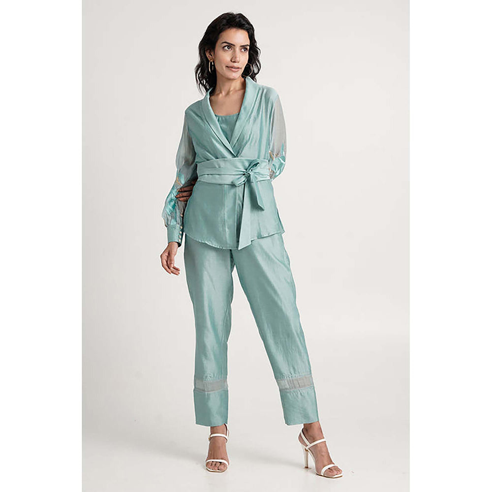 MADDER MUCH Grace - Aqua Wrap Top With Ankle Pants