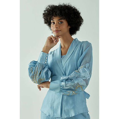 MADDER MUCH Grace - Pacific Blue Wrap Top With Ankle Pants