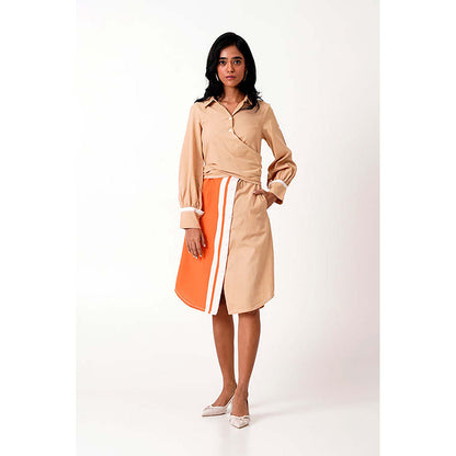 MADDER MUCH Latte Gwen - Tie-Back Shirt Dress