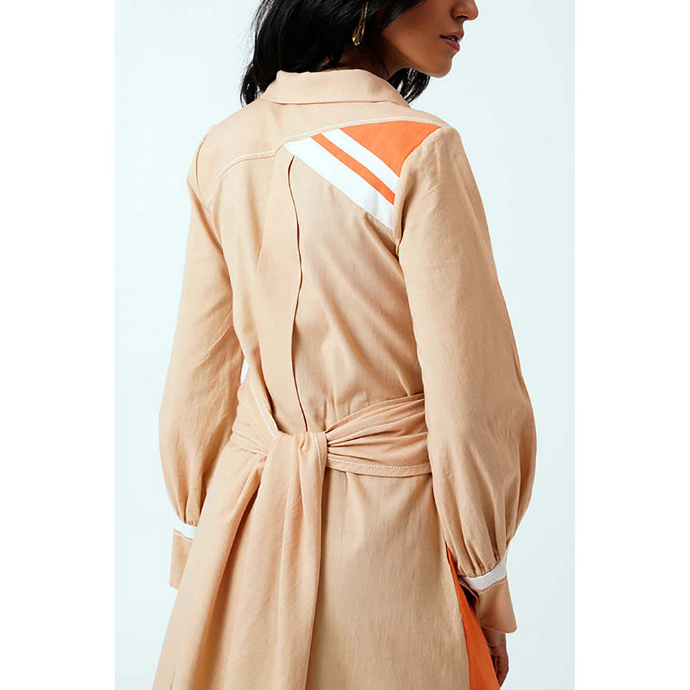 MADDER MUCH Latte Gwen - Tie-Back Shirt Dress