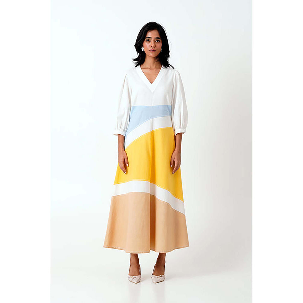 MADDER MUCH Sahar - Multi Panelled Long Dress With Belt