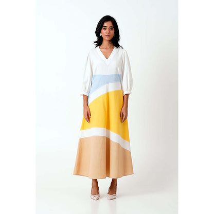 MADDER MUCH Sahar - Multi Panelled Long Dress With Belt